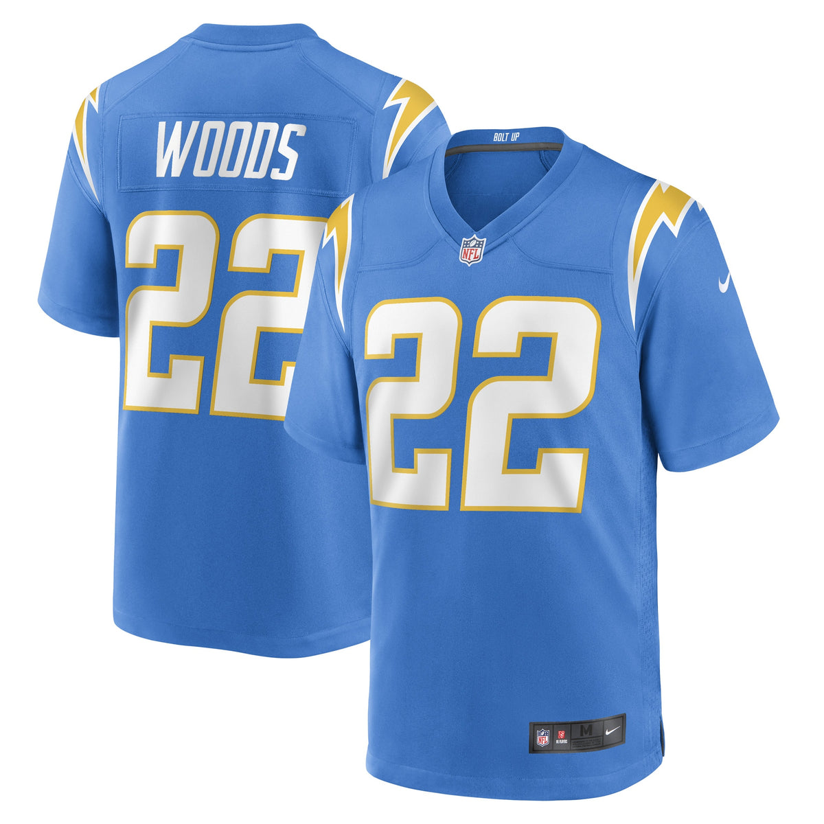 JT Woods Los Angeles Chargers Nike Game Player Jersey   Powder Blue