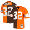 Jim Brown Cleveland Browns Mitchell   Ness 1963 Split Legacy Replica Jersey   Orange/Brown