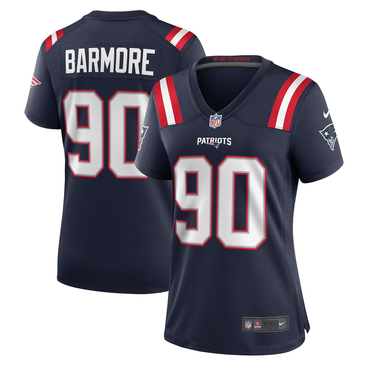 Women s Nike Christian Barmore Navy New England Patriots Player Game Jersey