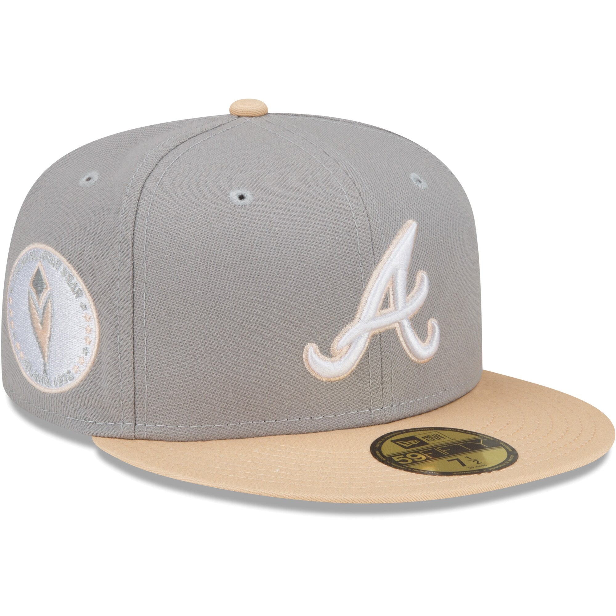 Atlanta Braves New Era Purple Undervisor 59FIFTY Fitted Hat - Gray/Peach