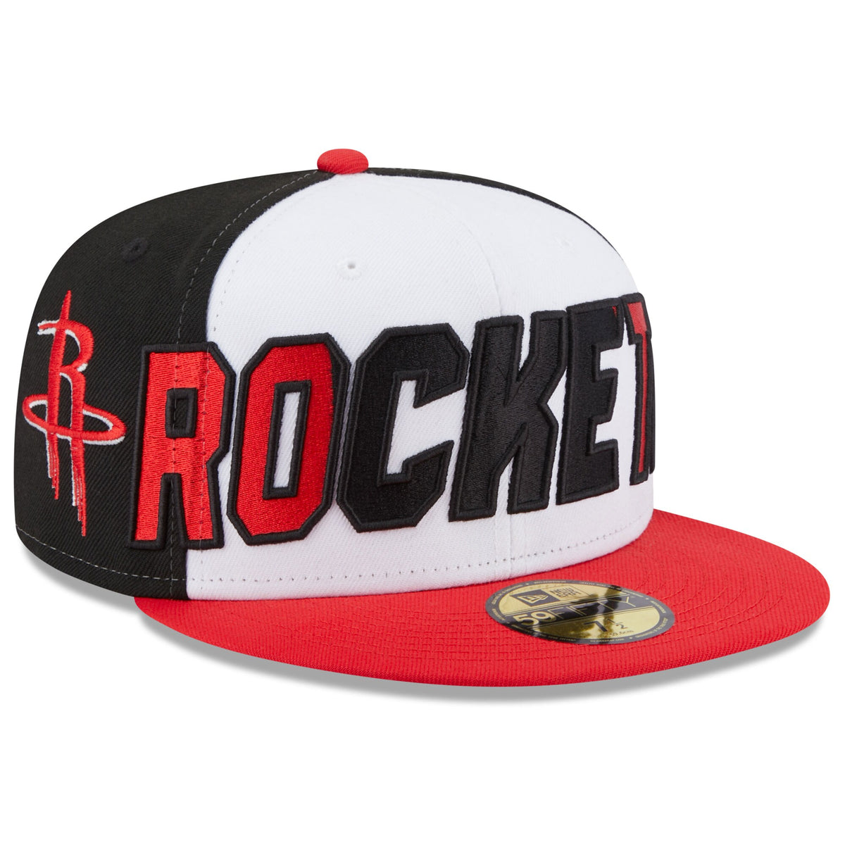 Houston Rockets New Era Back Half 59FIFTY Fitted Hat - White/Red