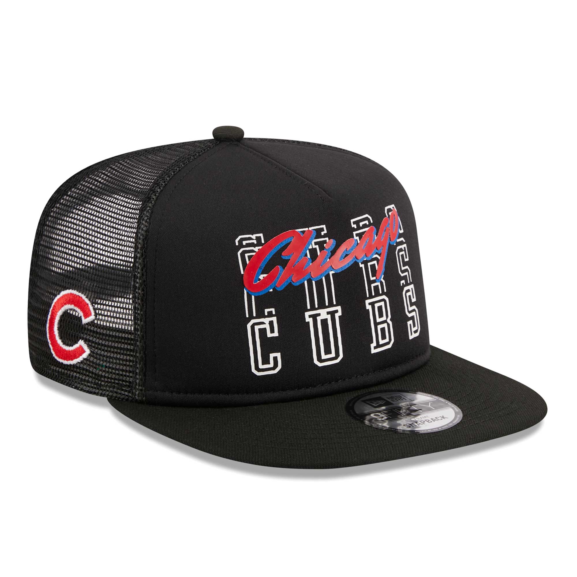 Chicago Cubs New Era Street Team A-Frame Trucker 9FIFTY Snapback Hat - Black
