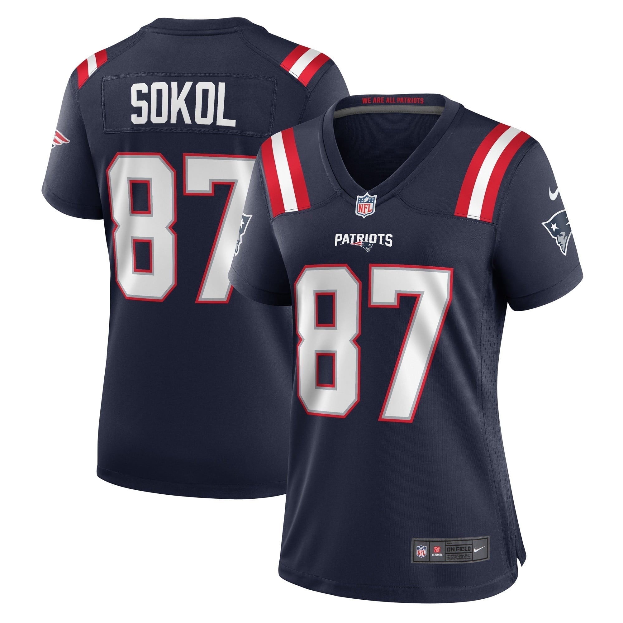 Women s Nike Matt Sokol Navy New England Patriots Game Player Jersey