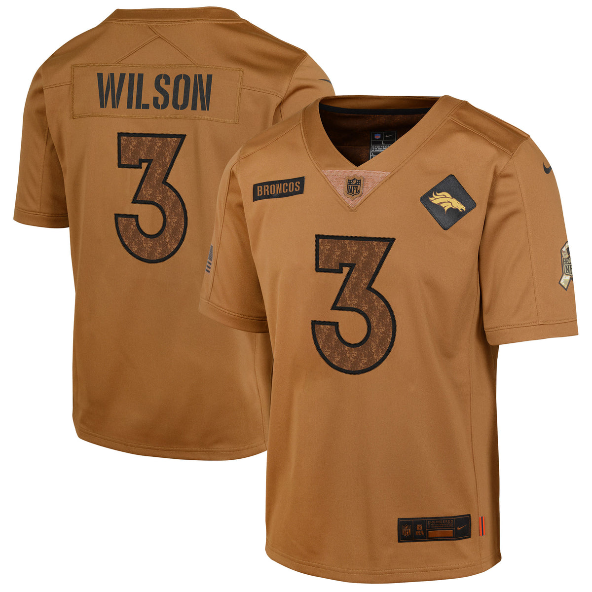 Russell Wilson Denver Broncos Nike Youth 2023 Salute To Service Limited Jersey   Brown