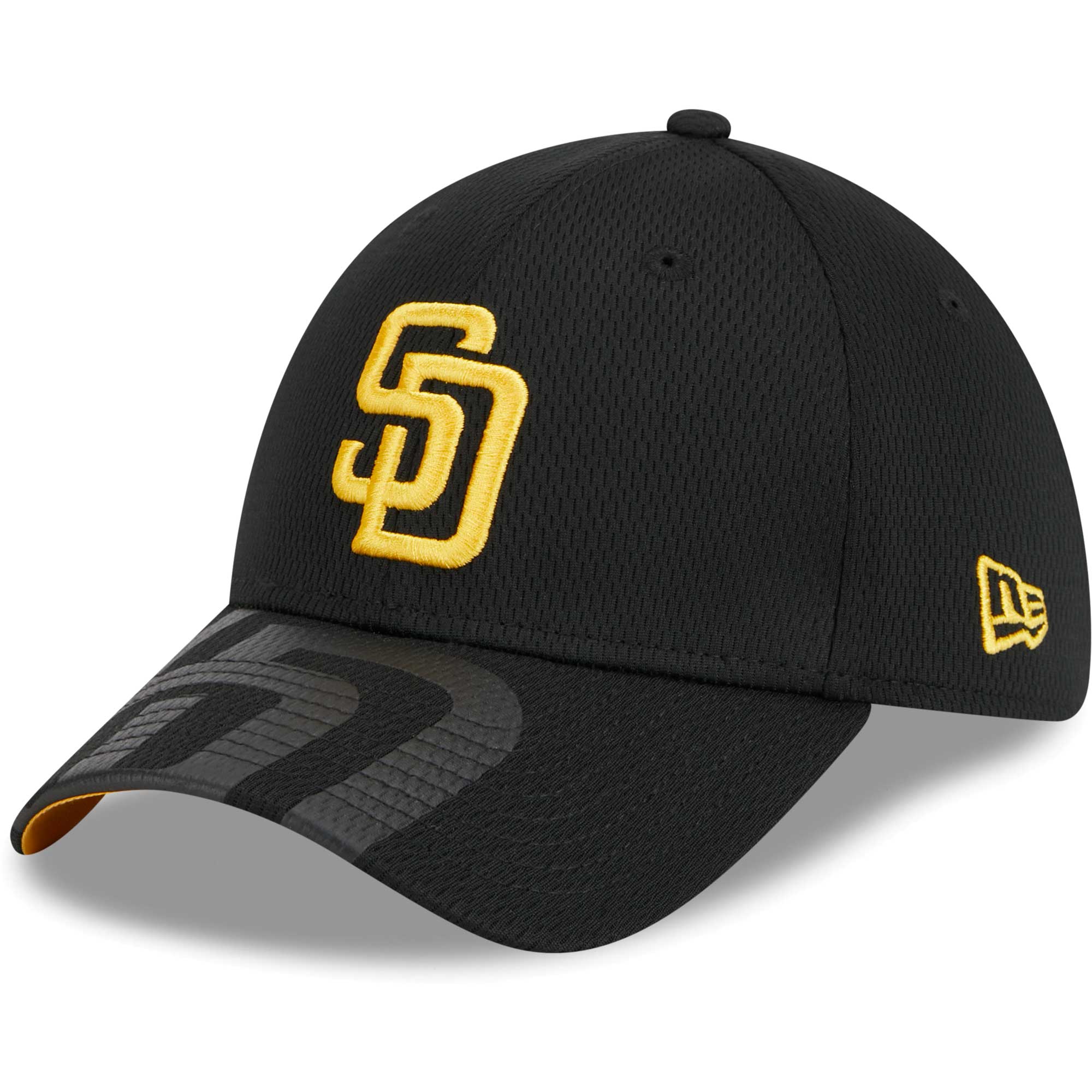 San Diego Padres New Era Top Visor 39THIRTY Flex Hat - Black