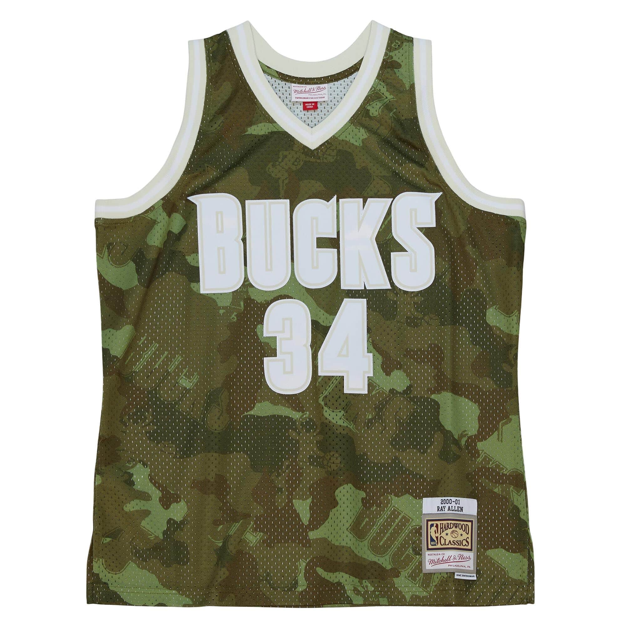 Ghost Green Camo Swingman Ray Allen Milwaukee Bucks 2000-01 Jersey