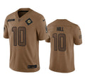 Men s Miami Dolphins Tyreek Hill 2023 Brown Salute To Service Limited Stitched Jersey