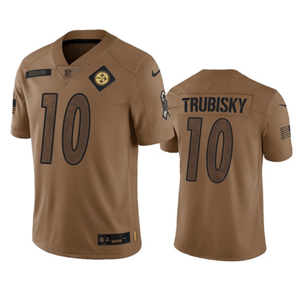 Men s Pittsburgh Steelers Mitch Trubisky 2023 Brown Salute To Service Limited Stitched Jersey