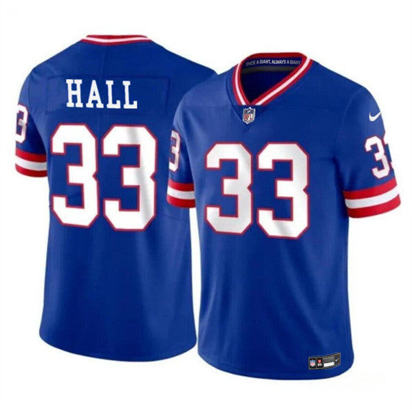 Men s New York Giants Hassan Hall Royal 2023 Throwback Limited Stitched Jerseys