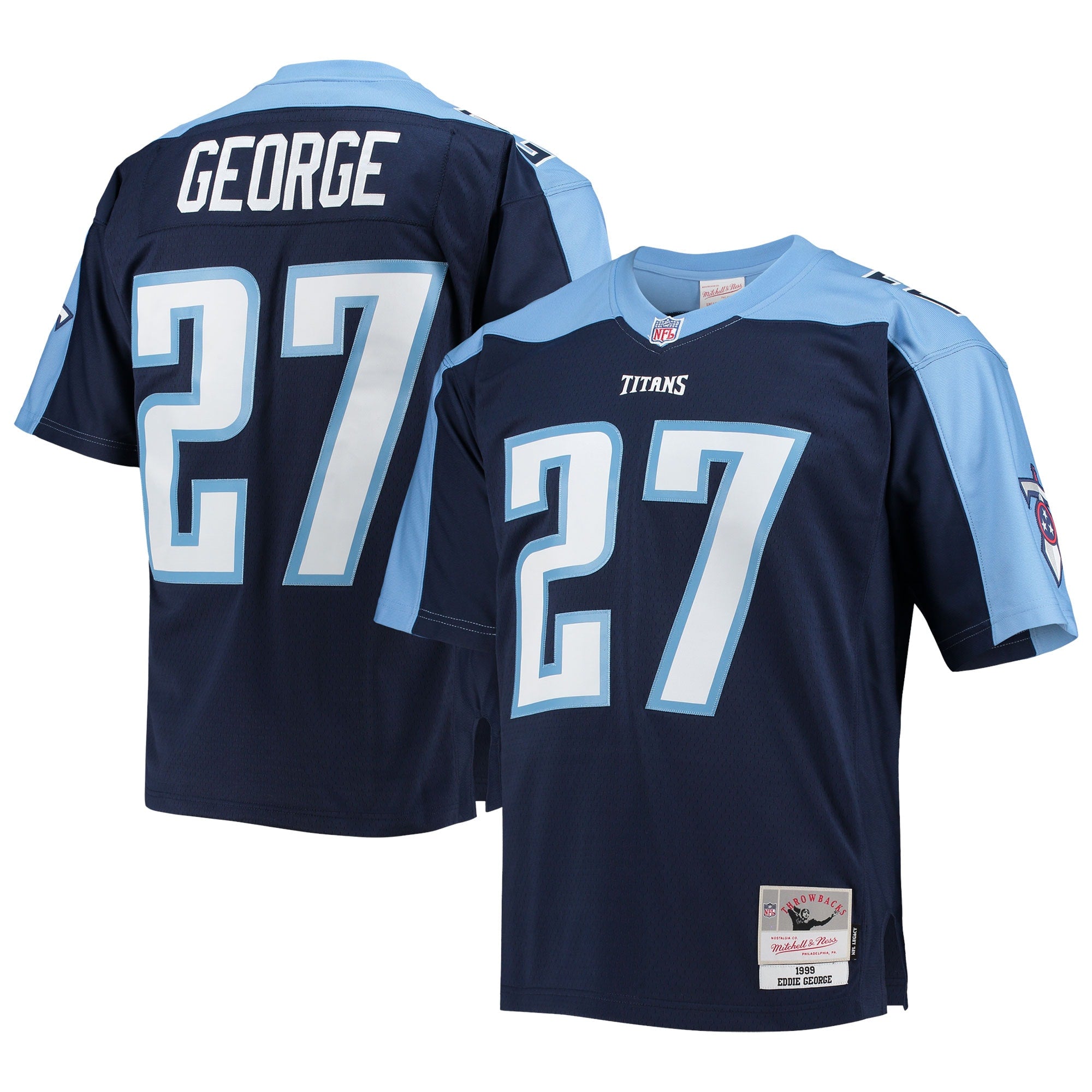 Eddie George Tennessee Titans Mitchell   Ness Big   Tall 1999 Retired Player Replica Jersey   Navy