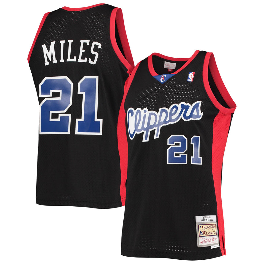 Men's LA Clippers Darius Miles Mitchell & Ness Black Hardwood Classics Reload 2.0 Swingman Jersey