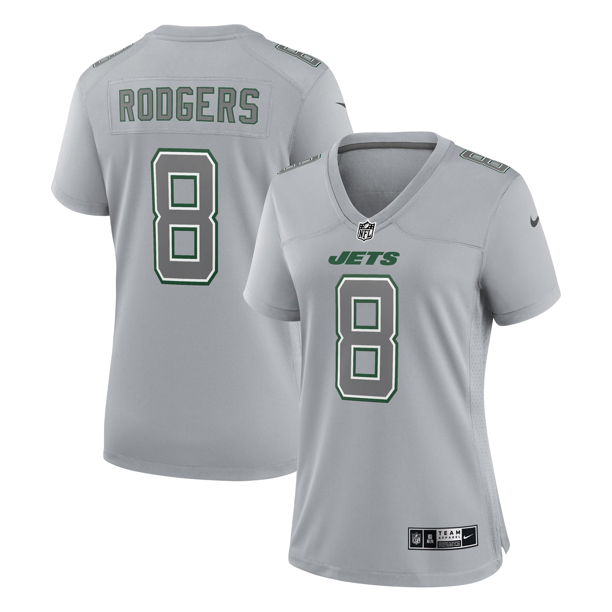 Women s Nike Aaron Rodgers Heather Gray New York Jets Atmosphere Fashion Game Jersey