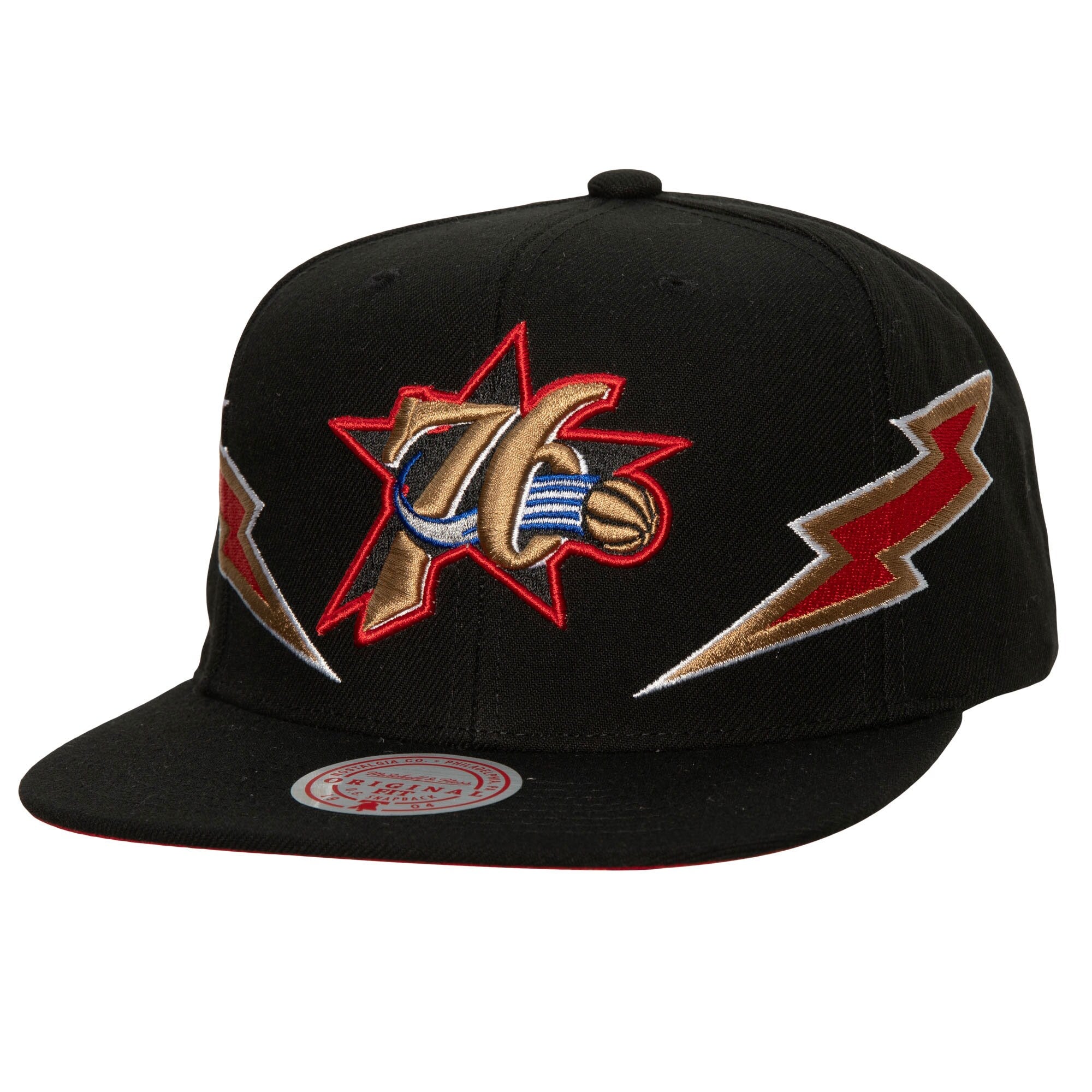 Philadelphia 76ers Mitchell & Ness Hardwood Classics Soul Double Trouble Lightning Snapback Hat - Black