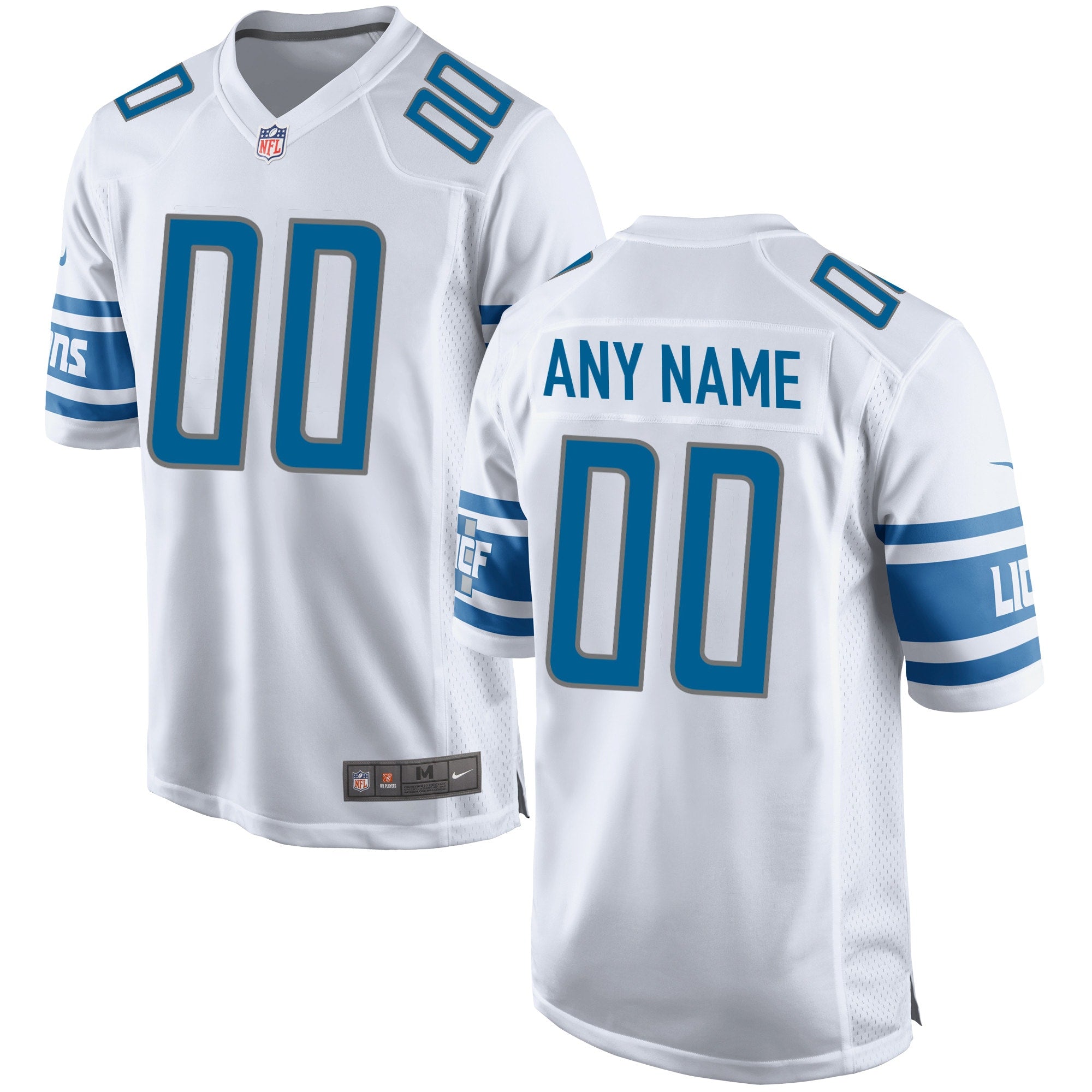 Detroit Lions Nike Custom Game Jersey   White