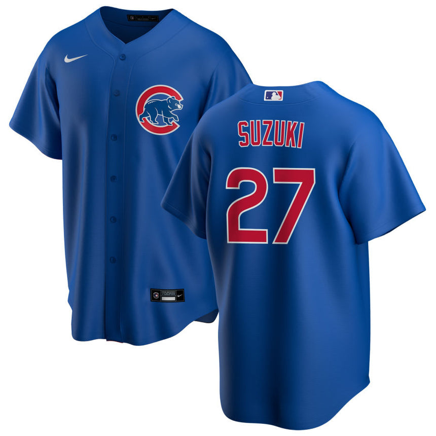 Men's Seiya Suzuki Chicago Cubs Blue Alternate Premium Stitch Replica Jersey