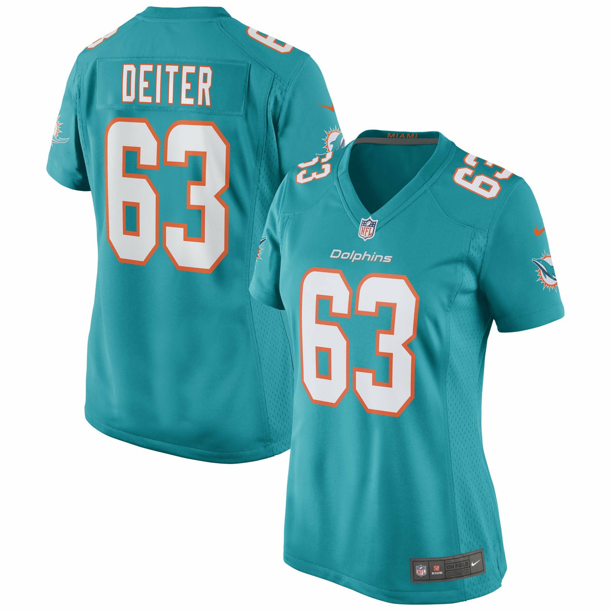 Women s Nike Michael Deiter Aqua Miami Dolphins Game Jersey