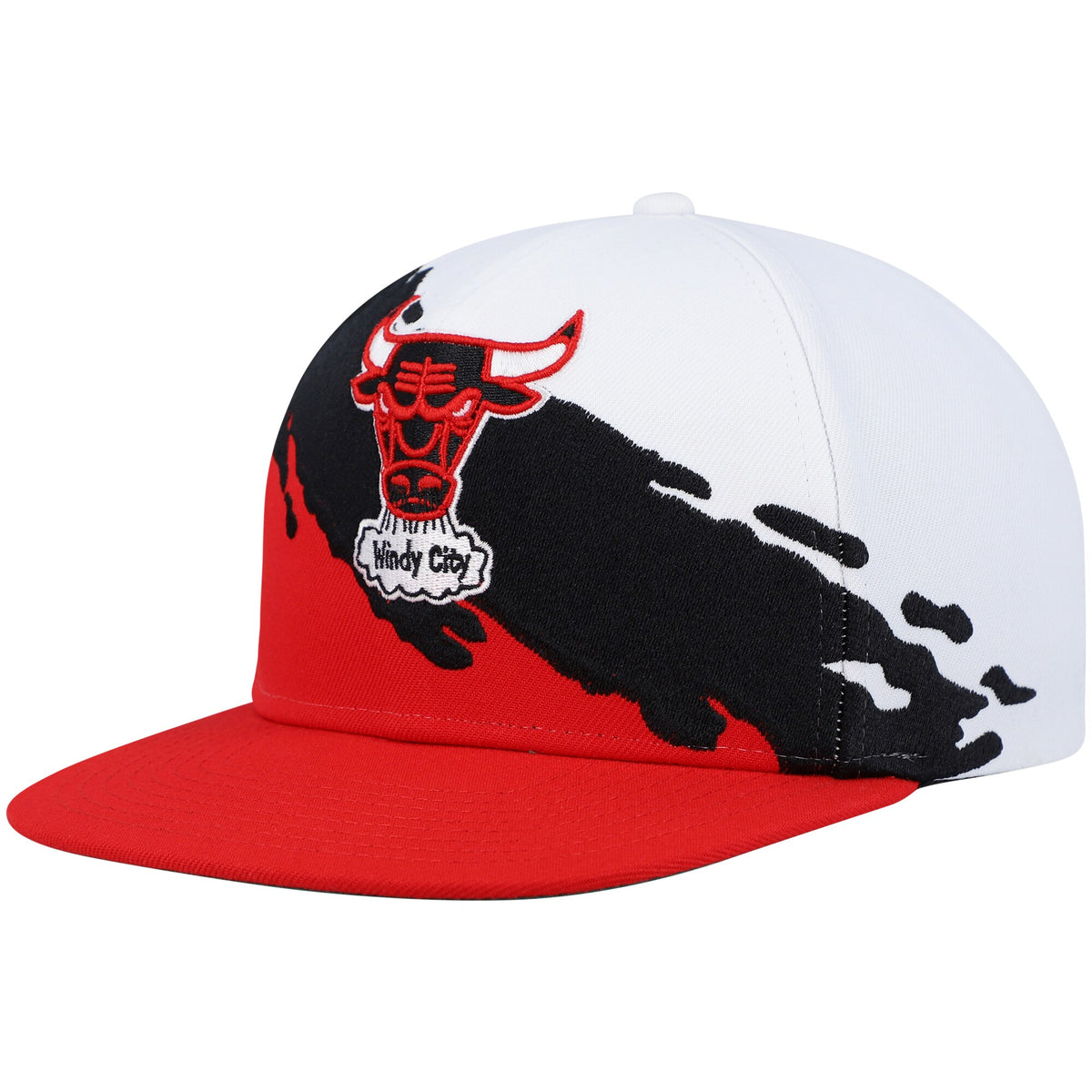 Chicago Bulls Mitchell & Ness Hardwood Classics Paintbrush Snapback Hat - White/Red