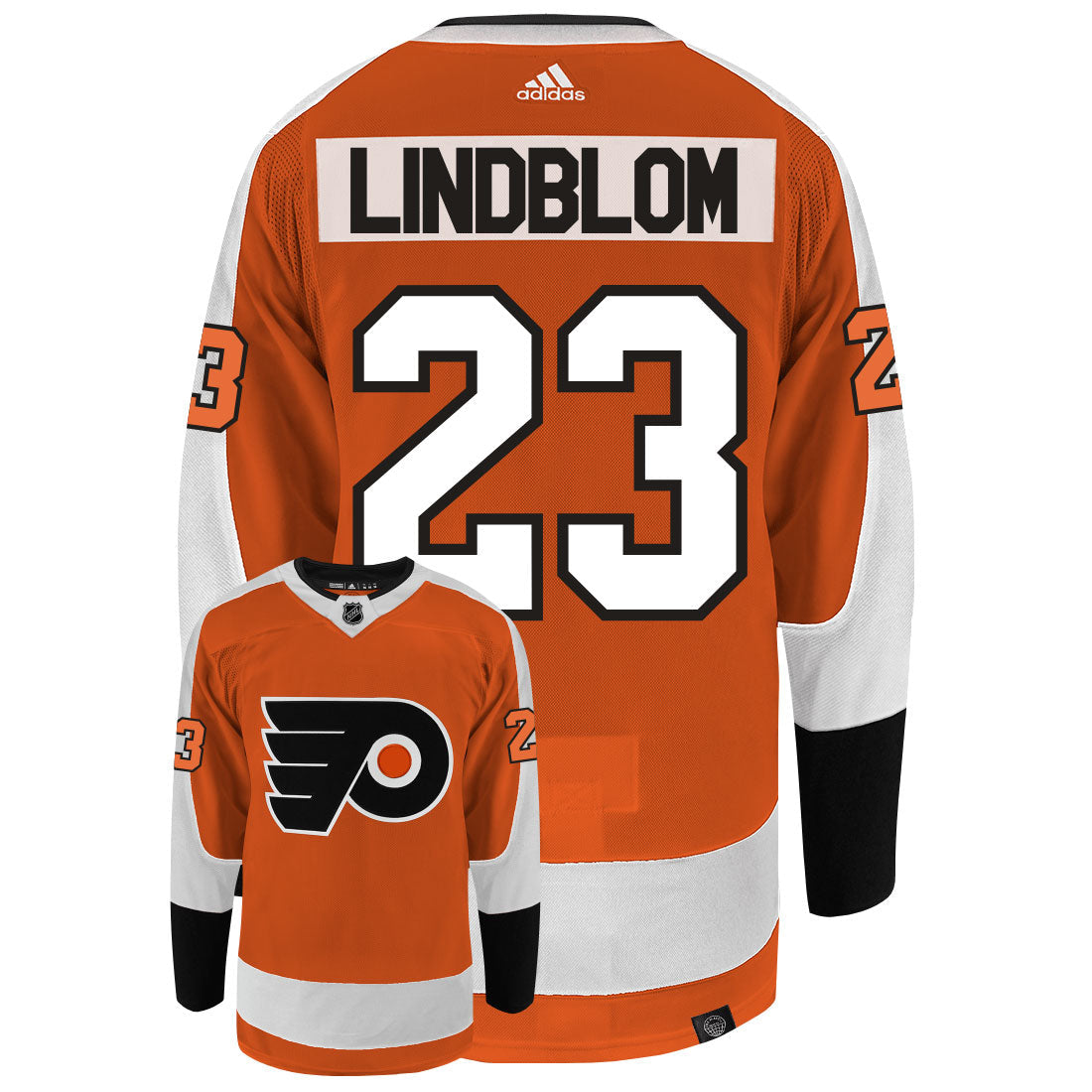 Oskar Lindblom Philadelphia Flyers Adidas Primegreen Authentic NHL Hockey Jersey