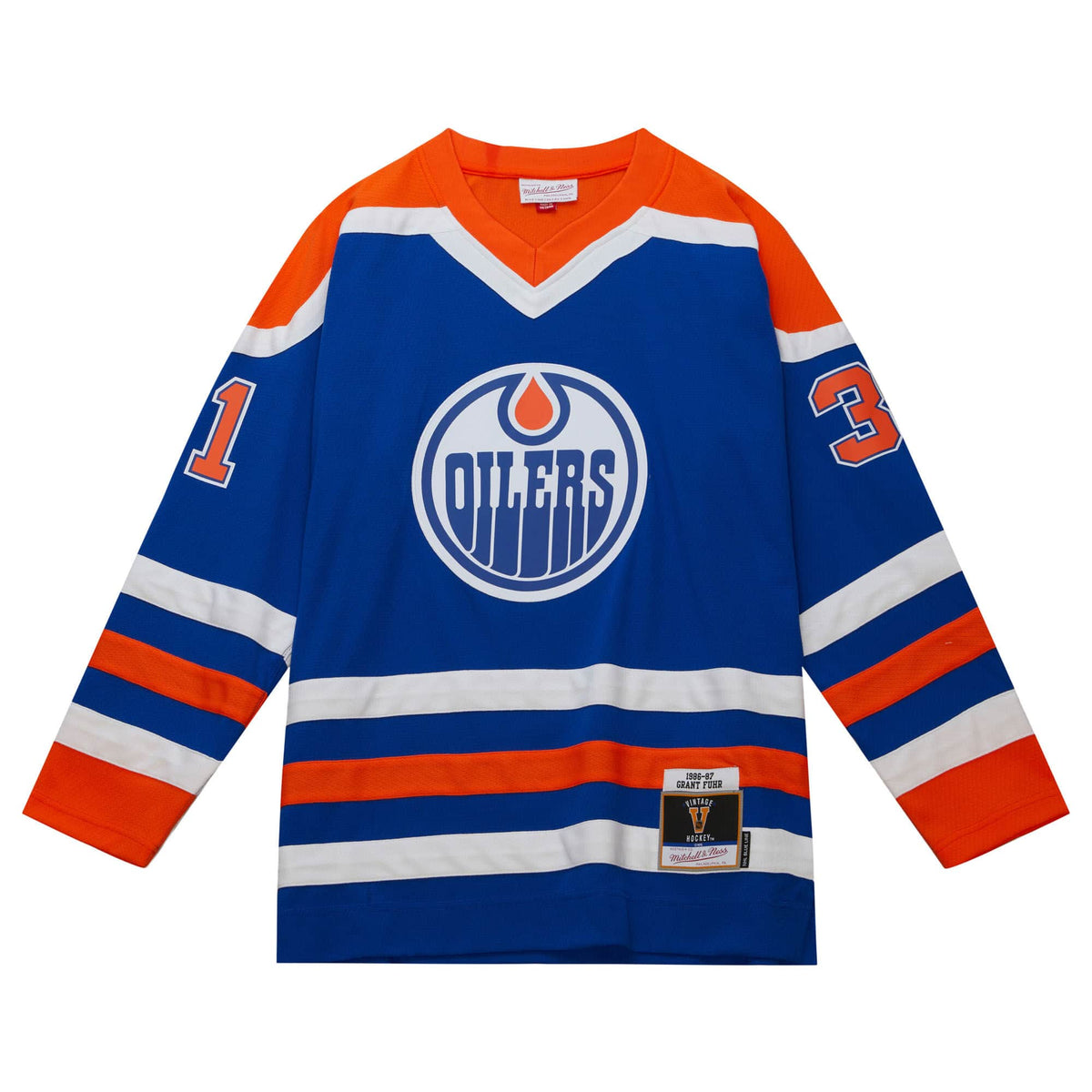 Blue Line Grant Fuhr Edmonton Oilers 1986 Jersey
