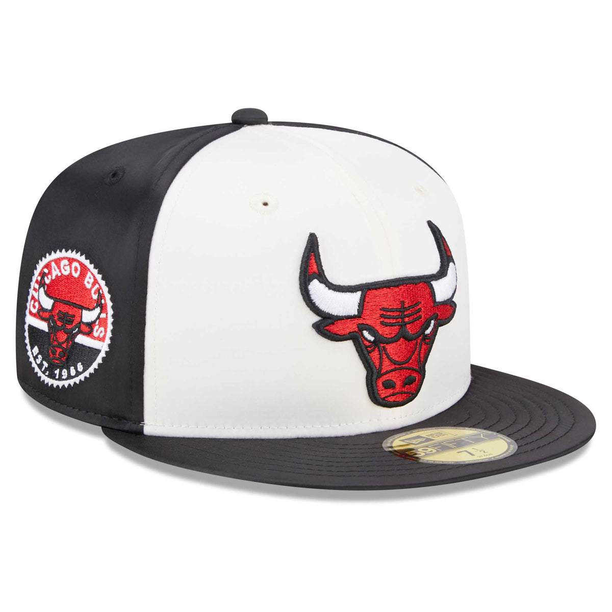 Chicago Bulls New Era Throwback Satin 59FIFTY Fitted Hat - White