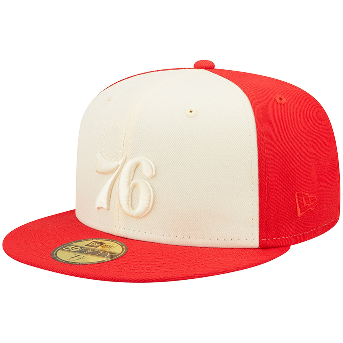 Philadelphia 76ers New Era Cork Two-Tone 59FIFTY Fitted Hat - Cream/Red