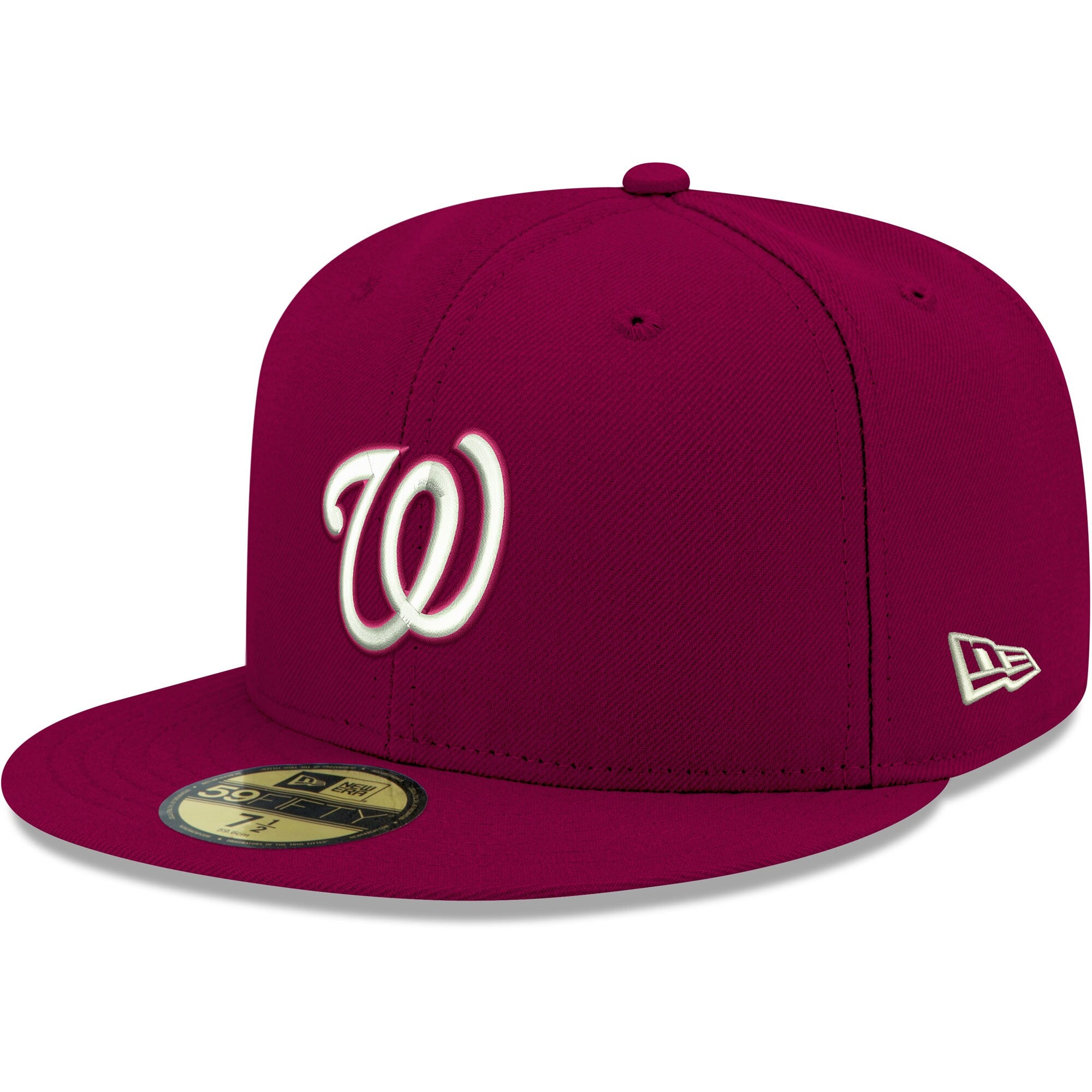 Washington Nationals New Era White Logo 59FIFTY Fitted Hat - Cardinal
