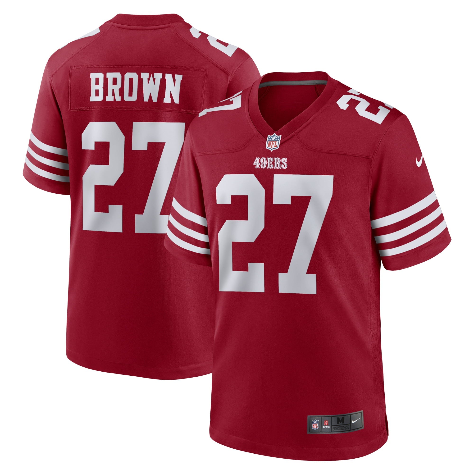 Men s Nike Ji Ayir Brown Scarlet San Francisco 49ers Team Game Jersey