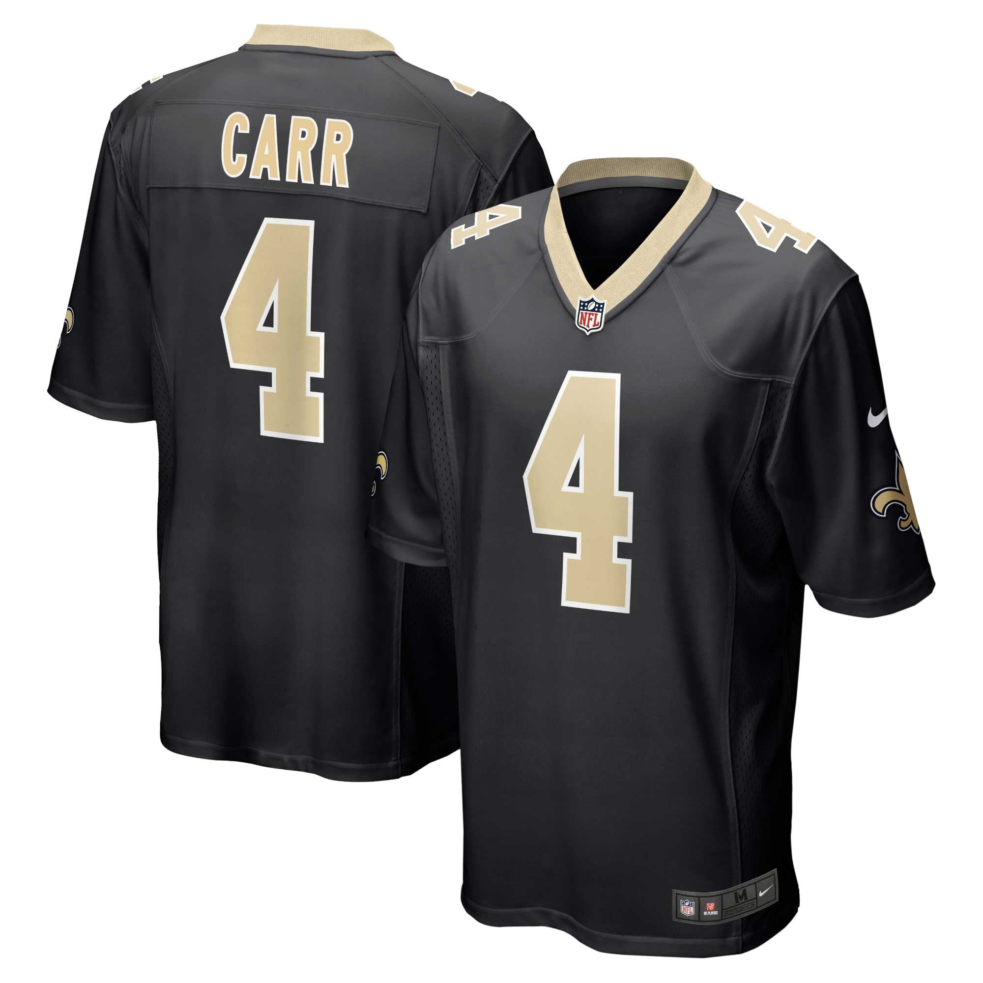 Men s Nike Derek Carr Black New Orleans Saints Game Jersey