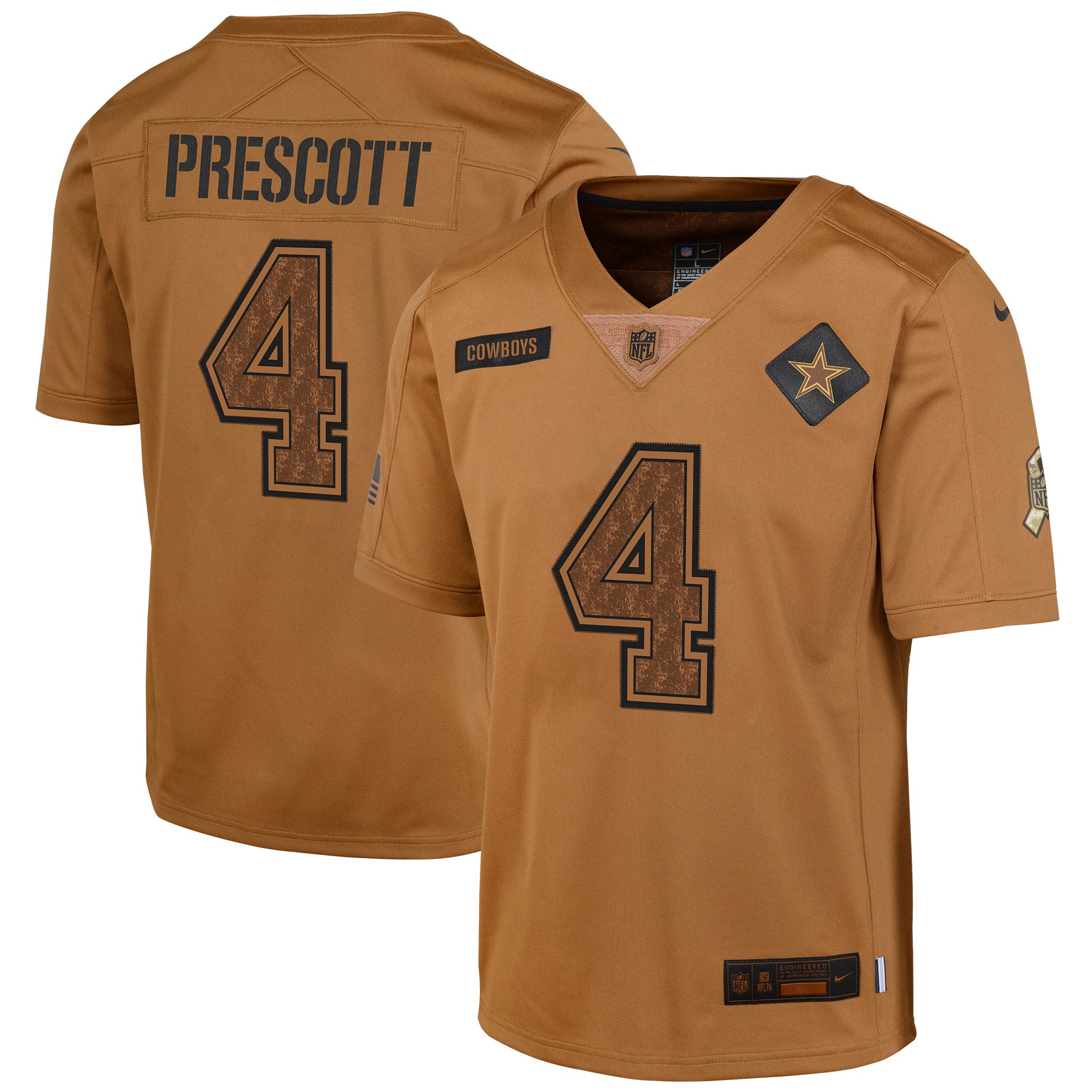 Dak Prescott Dallas Cowboys Nike Youth 2023 Salute To Service Limited Jersey   Brown