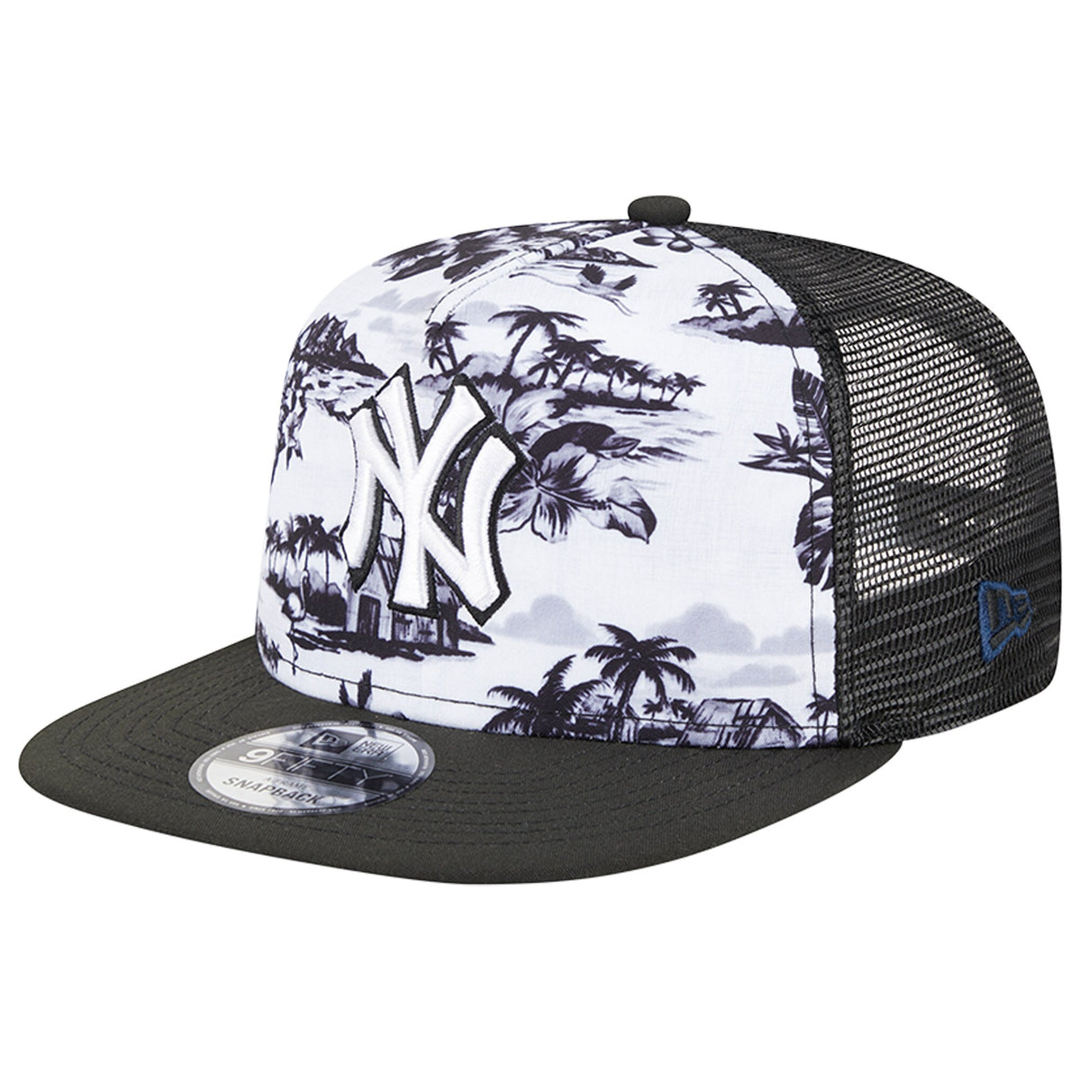 New York Yankees New Era Vacay 2.0 A-Frame Trucker 9FIFTY Snapback Hat - White/Black