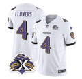Men s Baltimore Ravens Zay Flowers White 2023 F.U.S.E With Patch Throwback Vapor Limited Stitched Jersey