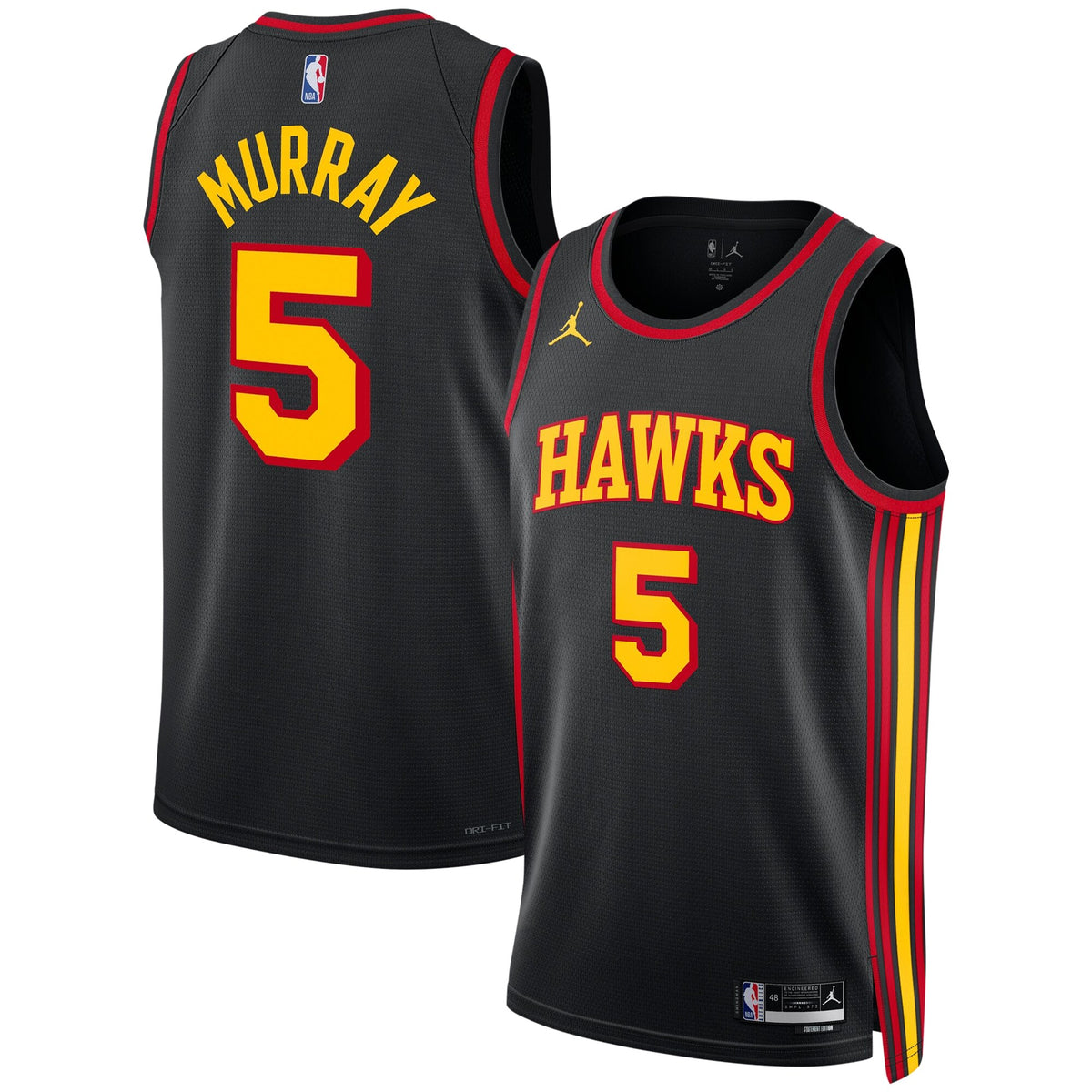 Dejounte Murray Atlanta Hawks, NBA Jerseys Jordans Brand Unisex Swingman Jersey - Statement Edition - Black