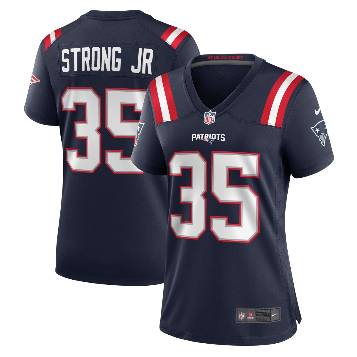 Women s Nike Pierre Strong Jr. Navy New England Patriots Game Player Jersey