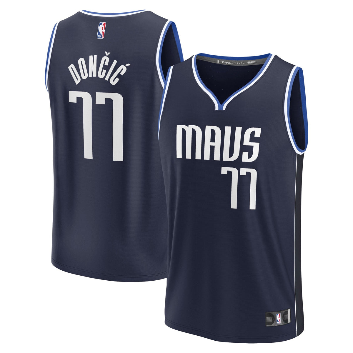Youth Fanatics Branded Luka Doncic Navy Dallas Mavericks Fast Break Player Jersey - Statement Edition