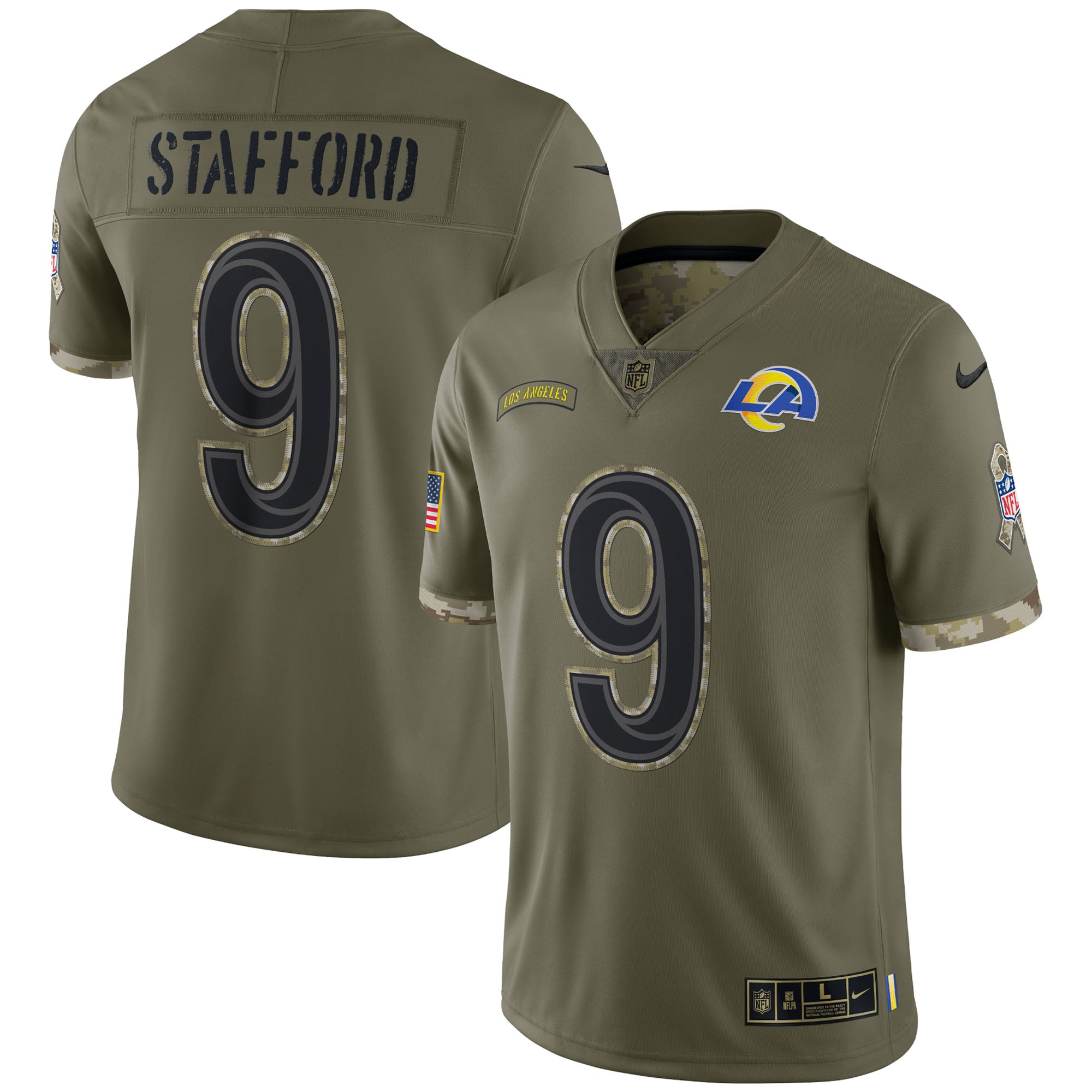 Matthew Stafford Los Angeles Rams Nike 2022 Salute To Service Limited Jersey   Olive