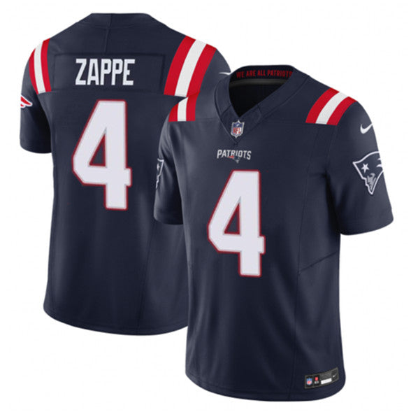 Men s New England Patriots Bailey Zappe Navy 2023 F.U.S.E. Vapor Limited Stitched Jersey