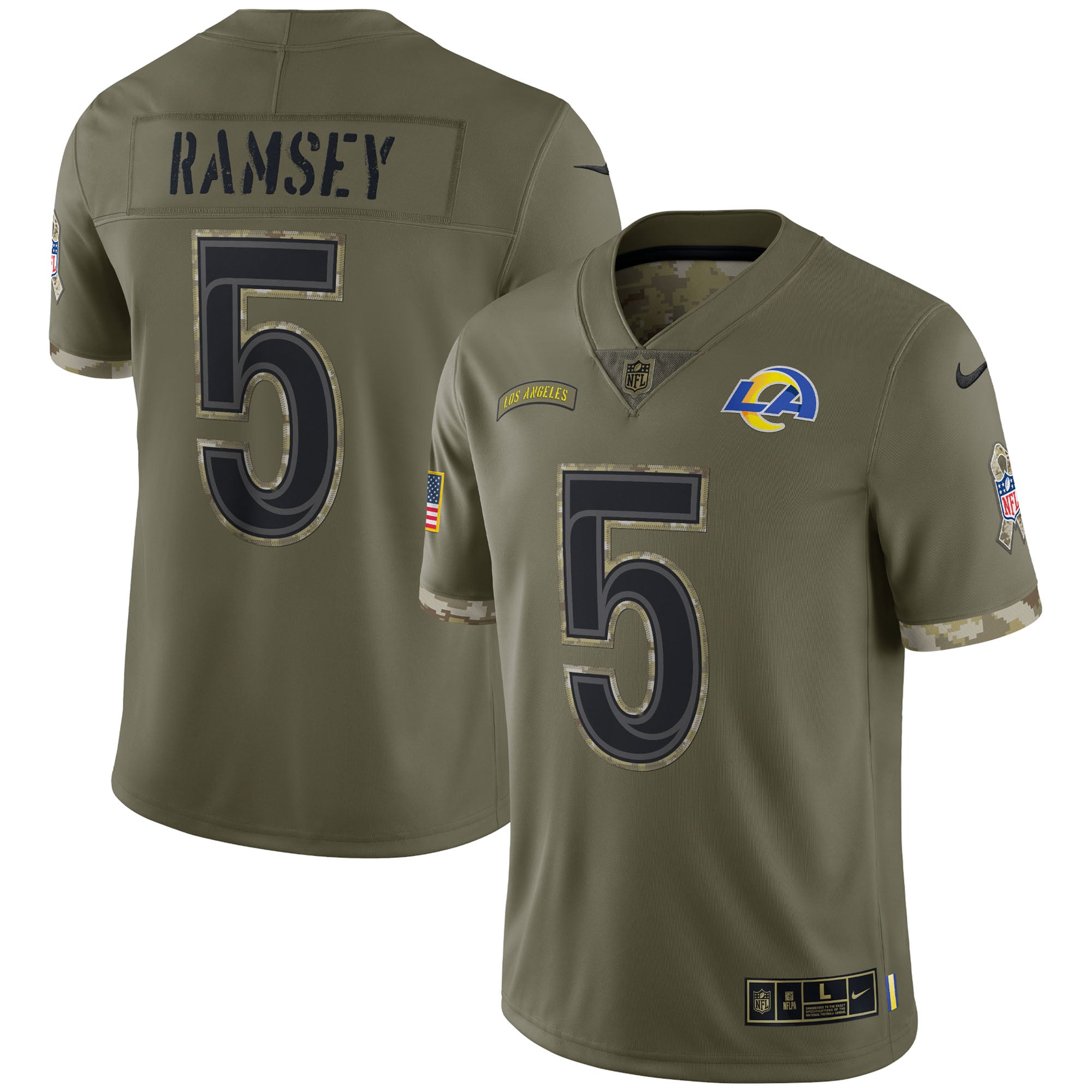 Jalen Ramsey Los Angeles Rams Nike 2022 Salute To Service Limited Jersey   Olive