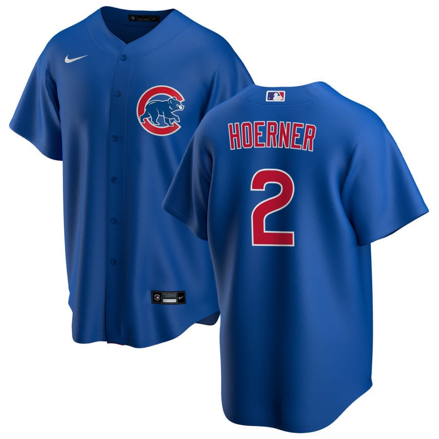 Men's Nico Hoerner Chicago Cubs Blue Alternate Premium Stitch Replica Jersey
