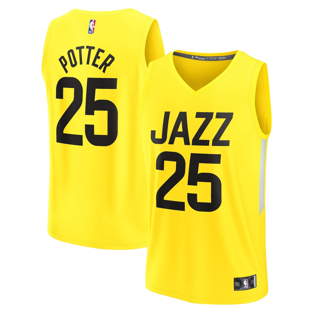 Men's Fanatics Branded Micah Potter Yellow Utah Jazz Fast Break Player Jersey - Icon Edition