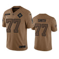 Men s Dallas Cowboys Tyron Smith 2023 Brown Salute To Service Limited Stitched Jersey