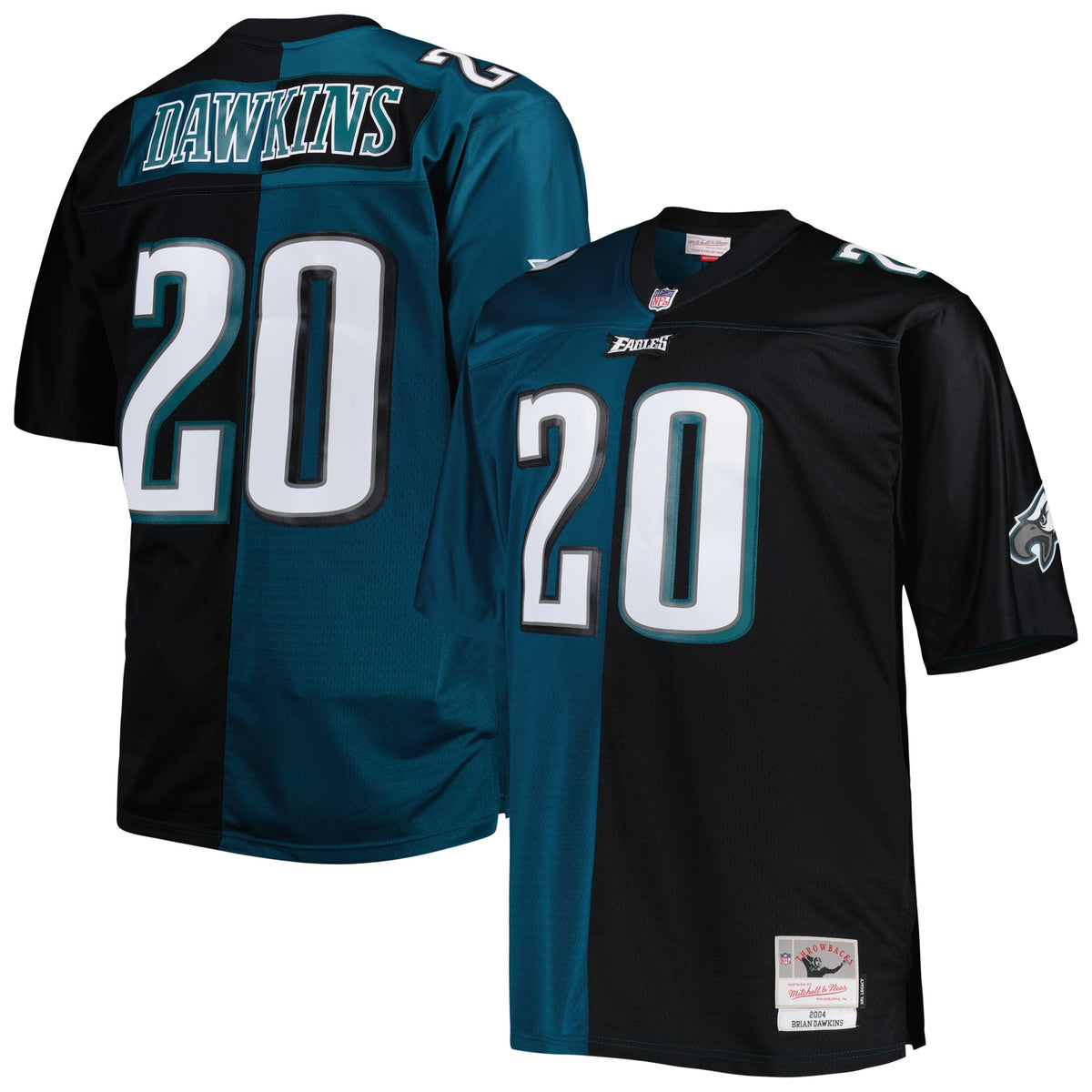 Brian Dawkins Philadelphia Eagles Mitchell   Ness Big   Tall Split Legacy Retired Player Replica Jersey   Midnight Green/Black
