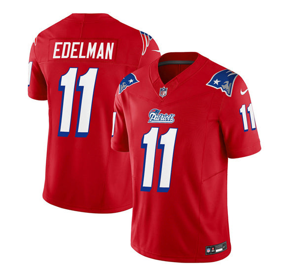 Men s New England Patriots Julian Edelman Red 2023 F.U.S.E. Vapor Limited Stitched Jersey