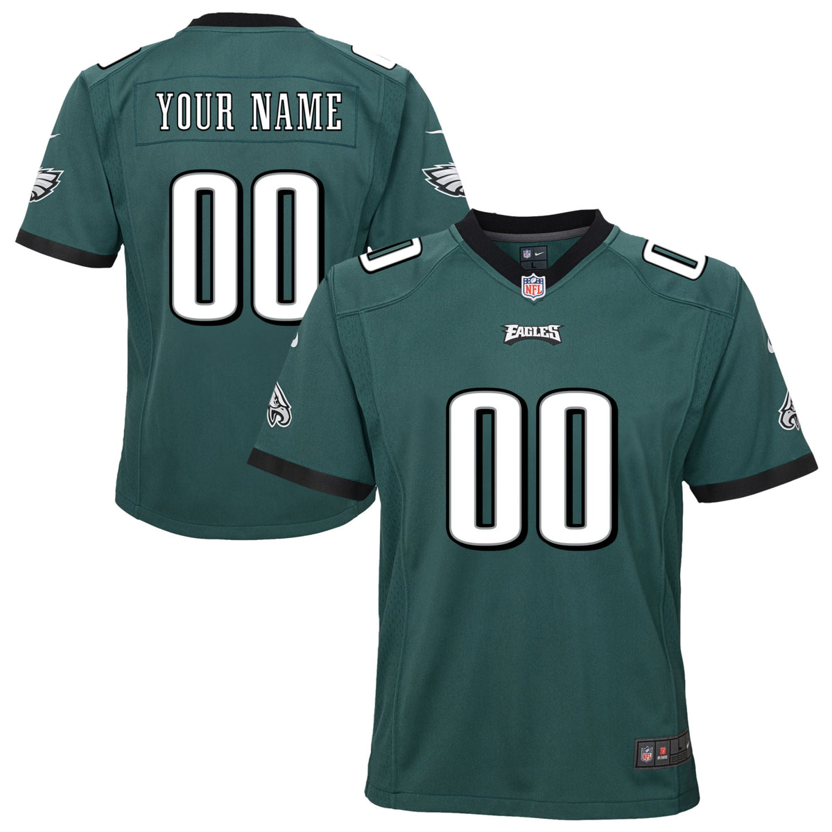Philadelphia Eagles Nike Youth Team Custom Game Jersey   Midnight Green