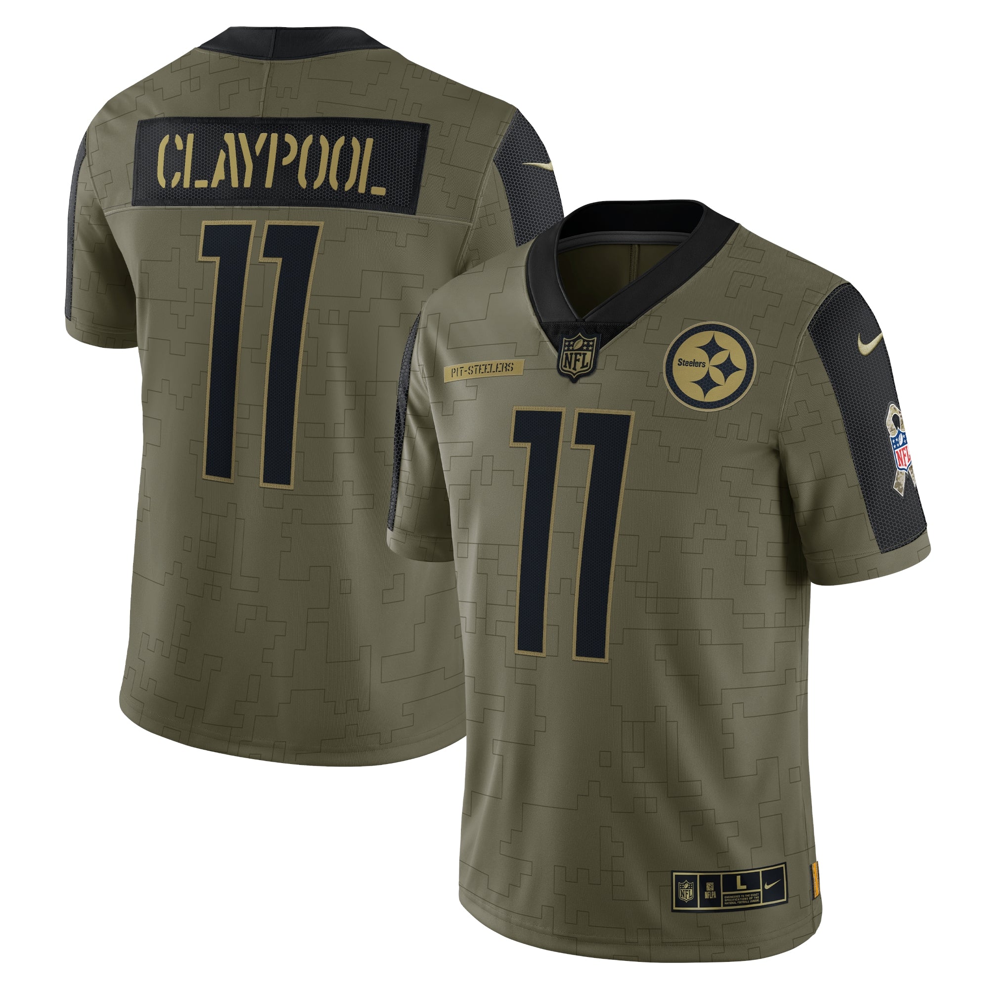 Chase Claypool Pittsburgh Steelers Nike 2021 Salute To Service Limited Player Jersey   Olive