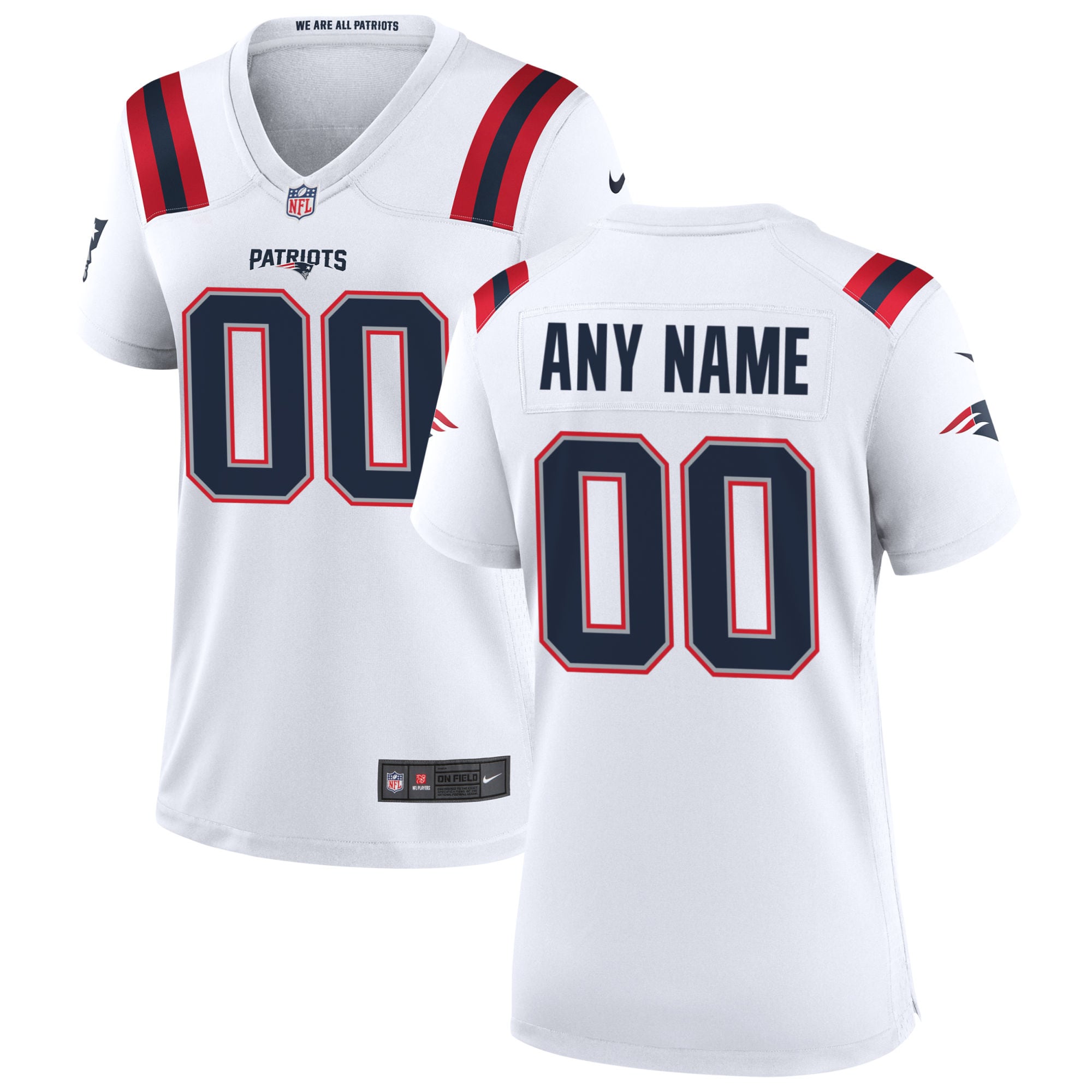 Nike New England Patriots Women s Custom Game Jersey   White