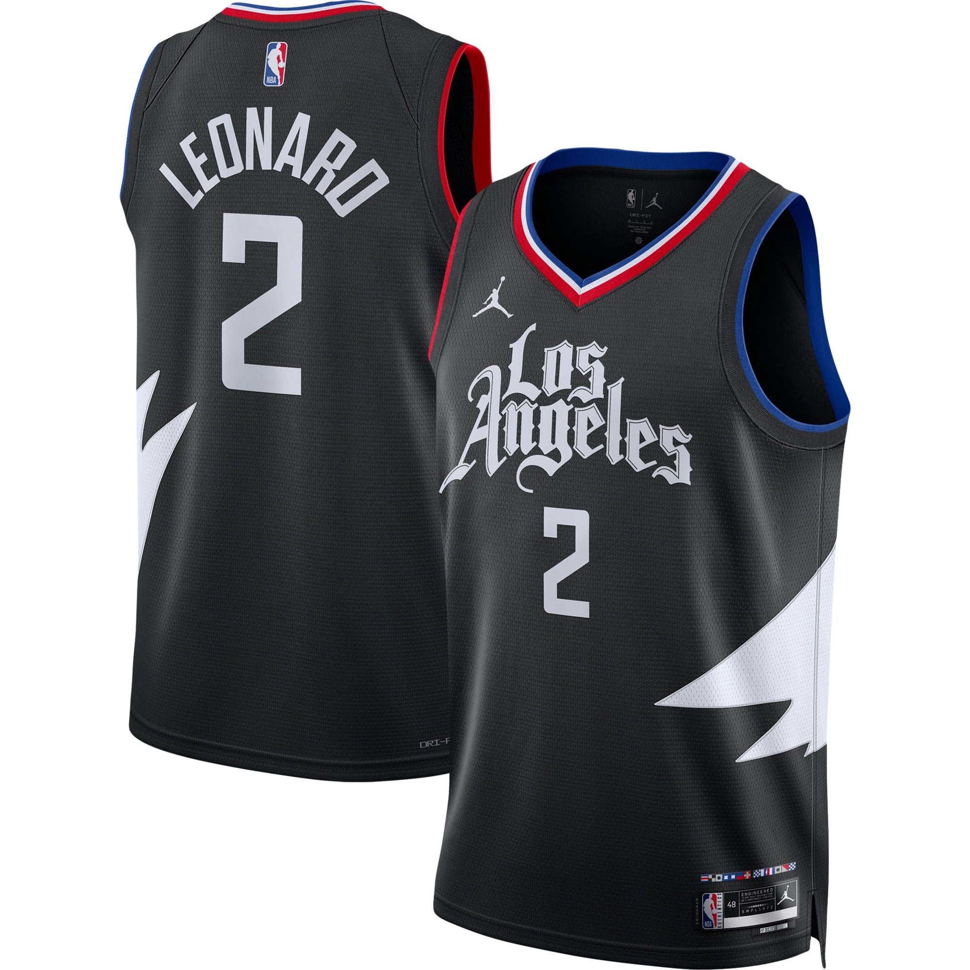 Kawhi Leonard LA Clippers Jordans Brand Unisex Swingman Jersey - Statement Edition - Black