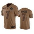 Men s Houston Texans C.J. Stroud 2023 Brown Salute To Service Limited Stitched Jersey