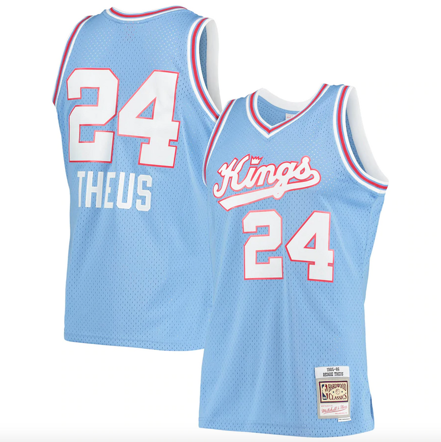 Men's Reggie Theus Sacramento Kings 1985-86 Powder Blue Swingman Replica Jersey By Mitchell & Ness