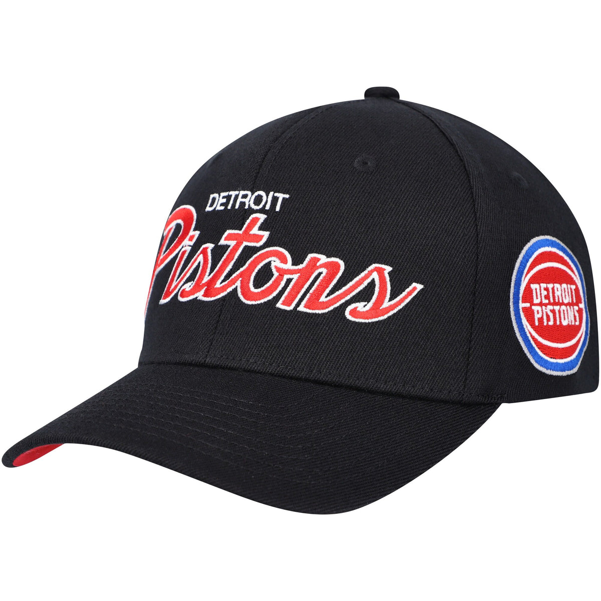 Detroit Pistons Mitchell & Ness MVP Team Script 2.0 Stretch Snapback Hat - Black