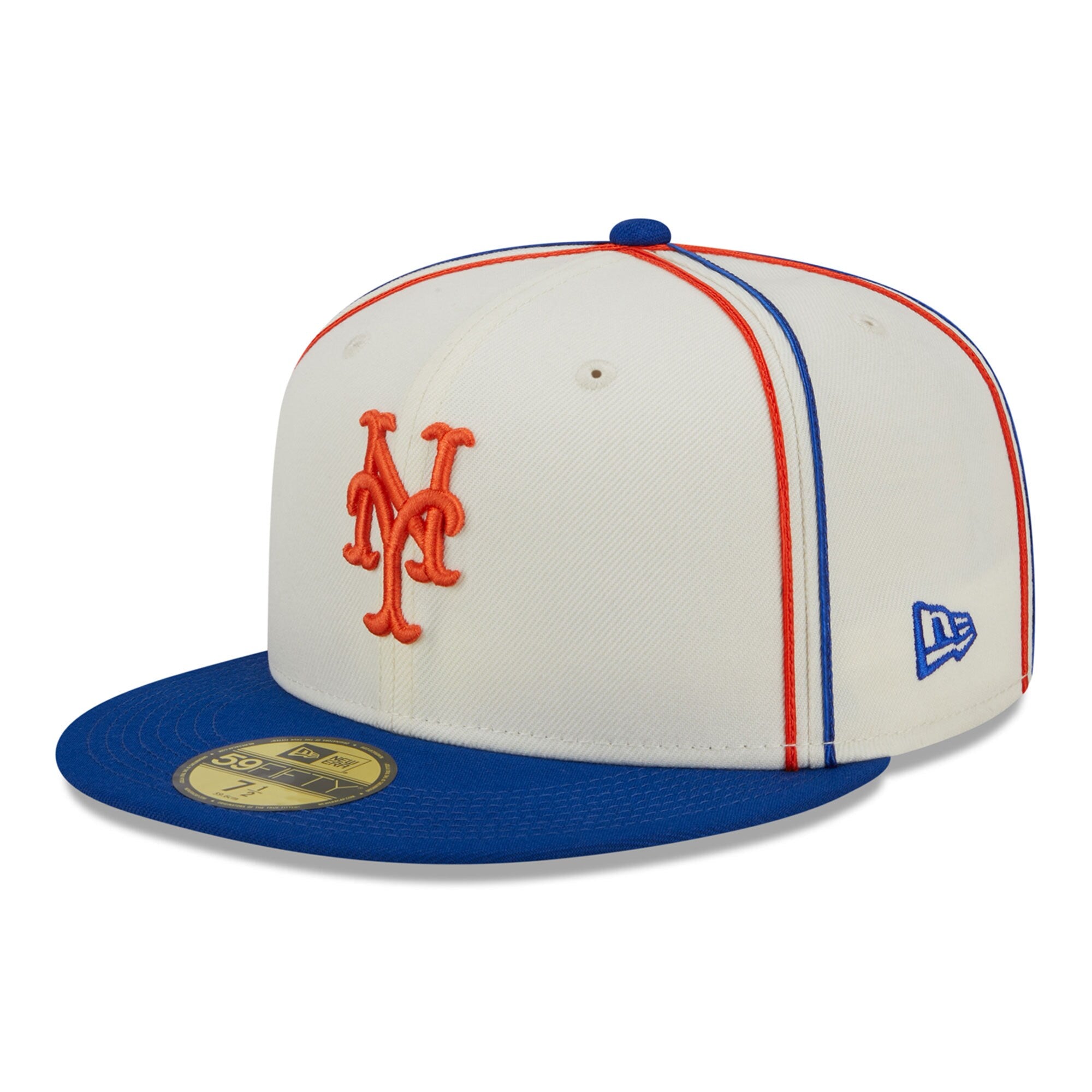 New York Mets New Era Chrome Sutash 59FIFTY Fitted Hat - Cream/Royal